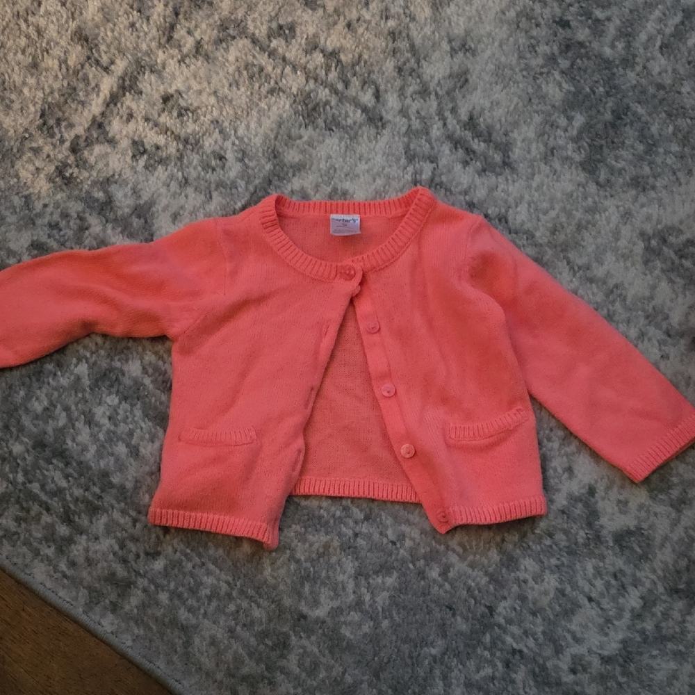Carter's Coral Button-Up Cardigan